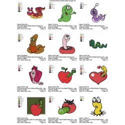 Collection Worms Embroidery Designs 02